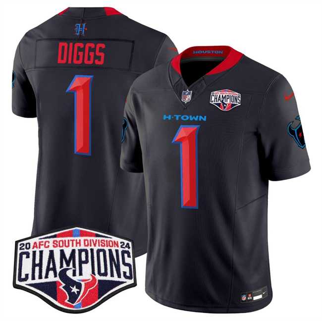 Mens Houston Texans #1 Stefon Diggs Navy 2nd Alternate F.U.S.E. 2024 AFC South Division Champions Vapor Limited Stitched Jersey->houston texans->NFL Jersey